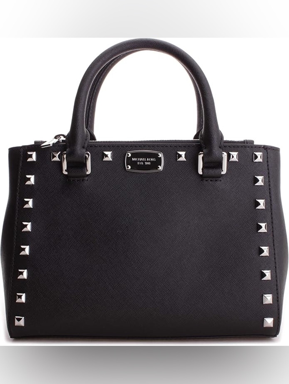 Michael Kors Black Kellen Studded Saffiano Small Crossbody Purse